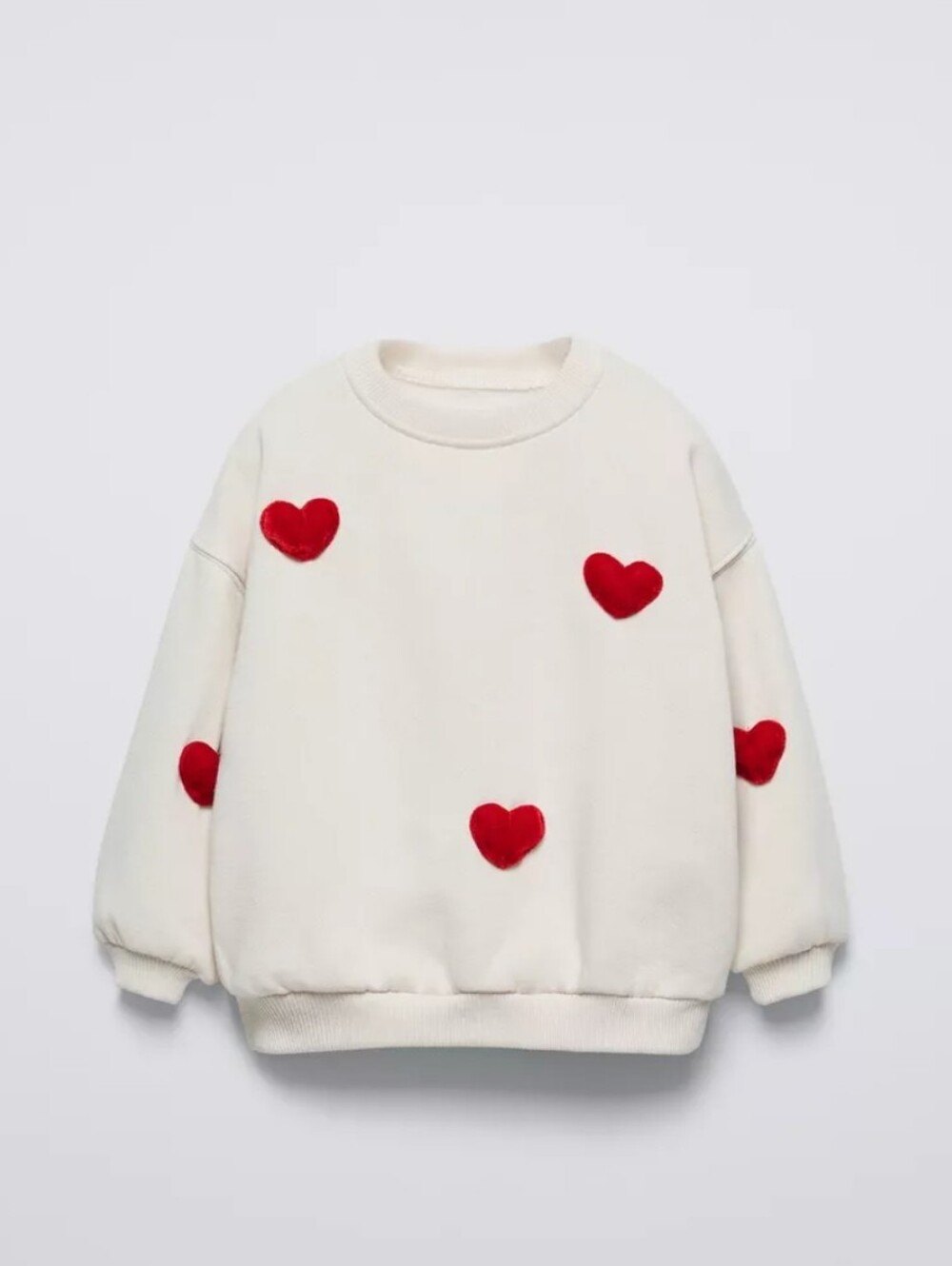 Zara Kids Cream Sweatshirt With Red Hearts Size 5